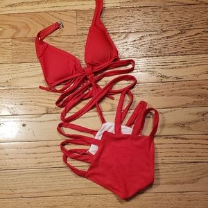 Strappy one piece bathing suit